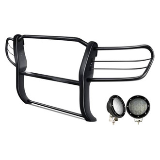 Black Horse® - Modular Design Black Grille Guard with 5.3" Black LED Lights