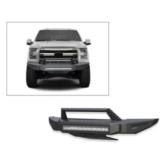 Black Horse® - Armour II Full Width Black Front Modular Bumper with Hoop