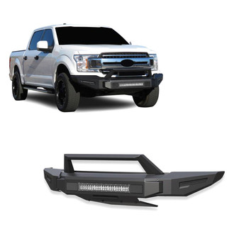 Black Horse® - Armour II Full Width Black Front Modular Bumper with Hoop