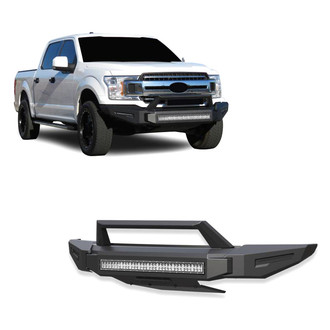 Black Horse® - Armour II Full Width Black Front Modular Bumper with Hoop