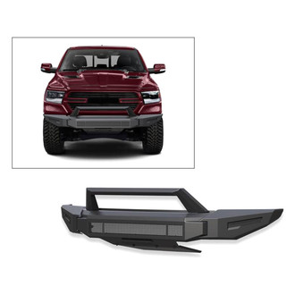 Black Horse® - Armour II Full Width Black Front Modular Bumper with Hoop