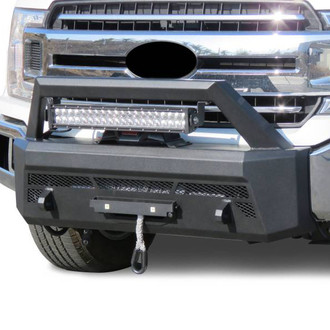 Black Horse® - Armour III Stubby Black Front HD Bumper with Hoop