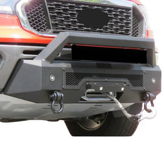 Black Horse® - Armour III Stubby Black Front HD Bumper with Hoop