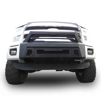 Black Horse® - Armour III Light Stubby Black Front HD Bumper with Hoop