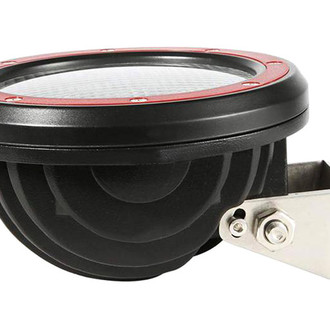 Black Horse® - 2.5" Polished LED Bull Bar w/o Skid Plate and with 5.3" Red Round Flood LED Lights