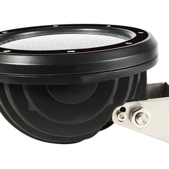 Black Horse® - 2.5" Polished LED Bull Bar w/o Skid Plate and with 5.3" Black Round Flood LED Lights