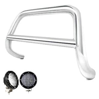Black Horse® - 2.5" Bull Bar with 5.3" Round Flood LED Lights