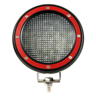 Black Horse® - 3" Polished LED Bull Bar w/o Skid Plate and with 5.3" Red Round Flood LED Lights