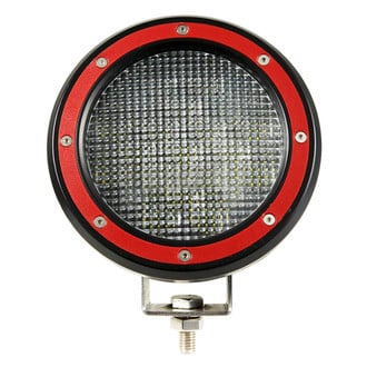 Black Horse® - 2.5" Polished LED Bull Bar w/o Skid Plate and with 5.3" Red Round Flood LED Lights