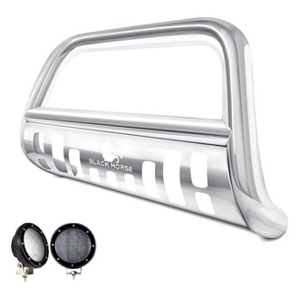 Black Horse® - 2.5" Bull Bar with 5.3" Round Flood LED Lights