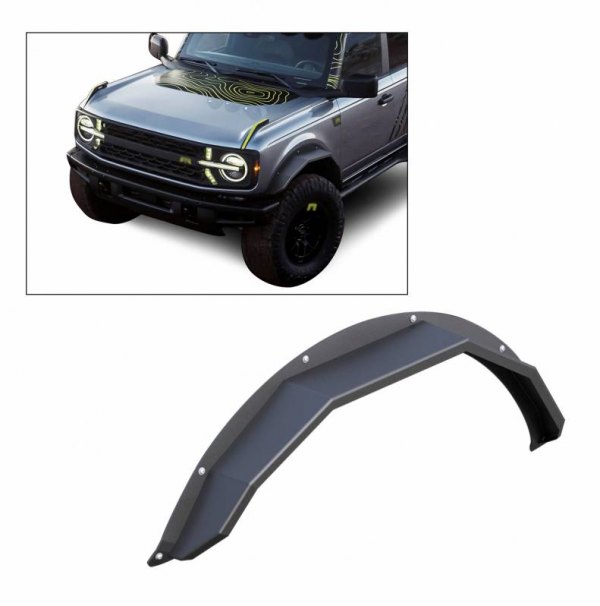 Black Horse® - Heavy Duty Sheet Metal Plate Style Textured Black Front Fender Flares