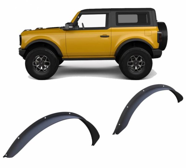 Black Horse® - Sheet Metal Plate Style Textured Black Front and Rear Fender Flares