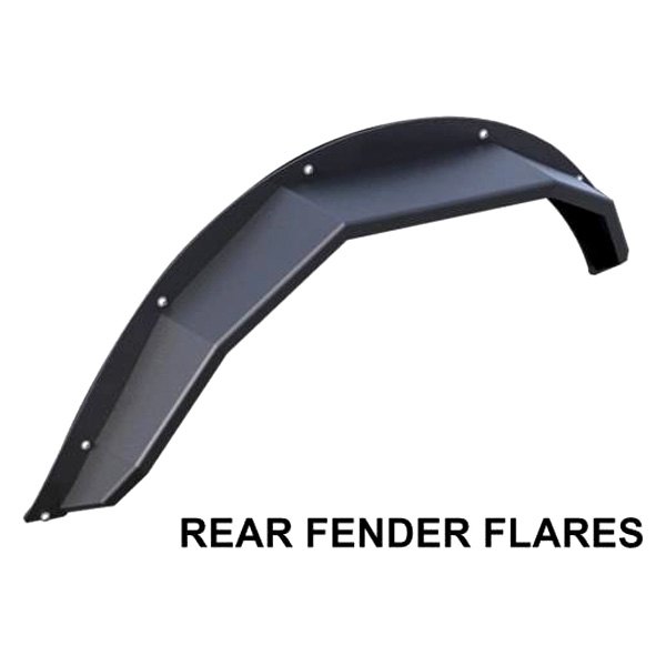 Black Horse® - Heavy Duty Sheet Metal Plate Style Textured Black Rear Fender Flares