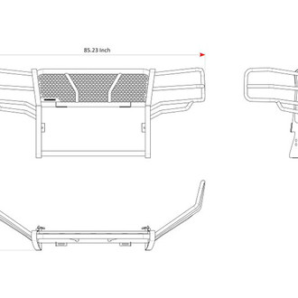 Black Horse® - Rugged Series Modular Design Black LED Grille Guard with 7" Round Red LED Light with Harness and Switch