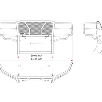 Black Horse® - Rugged Series Modular Design Black LED Grille Guard with 7" Round Red LED Light with Harness and Switch