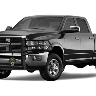 Black Horse® - Rugged Series Modular Design Black LED Grille Guard with 7" Round Black LED Light with Harness and Switch