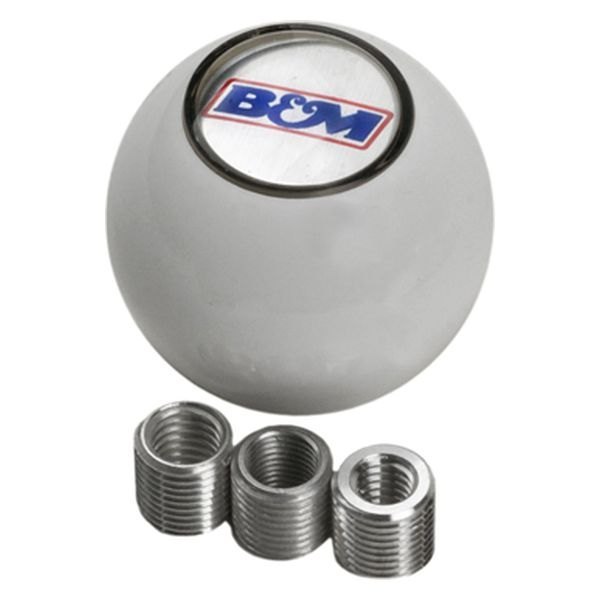 B&M® - Automatic Round Style White Shifter Knob with Logo Insert