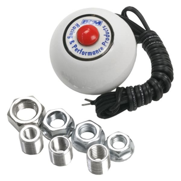 B&M® - Automatic Round Style White Shifter Knob with 12V Red Button Switch