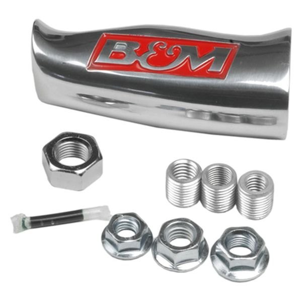 B&M® - Automatic T-Handle Brushed Shifter with Logo and Button Switch