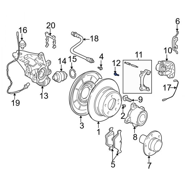 Disc Brake Caliper Anchor Plate Bolt