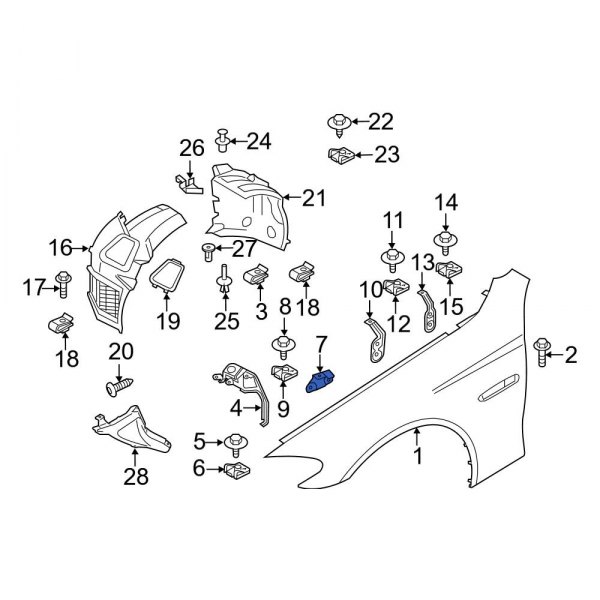 For BMW Genuine Fender Brace Front Right 41357207204