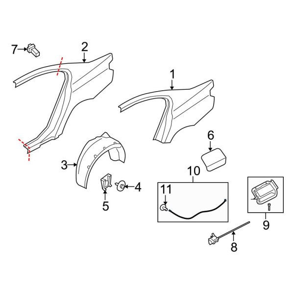 BMW OE 51252755092 Rear Fuel Filler Door Release Cable
