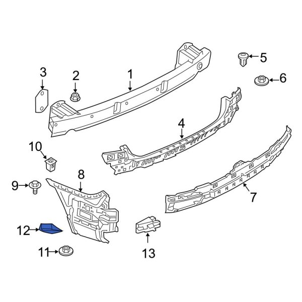 Bmw Oe 51128095840 Right Bumper Cover Support Rail Insulator