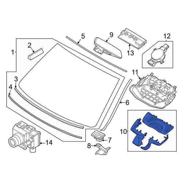 BMW OE 51165A3B1A2 Front Interior Rear View Mirror Mounting Base