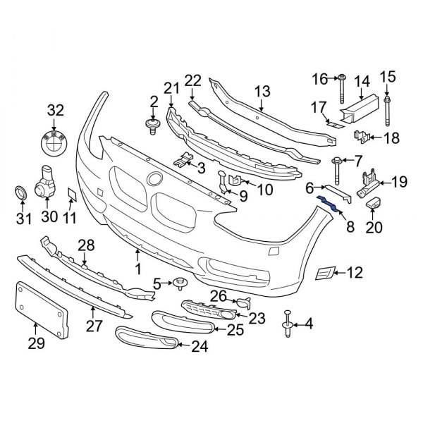 Bumper Cover Support Rail Bracket