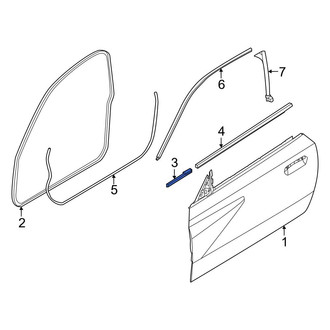 BMW OE - Front Left Forward Door Window Belt Weatherstrip
