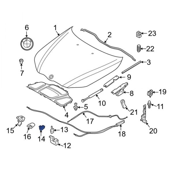 BMW OE 51237002012 - Front Hood Latch Cover