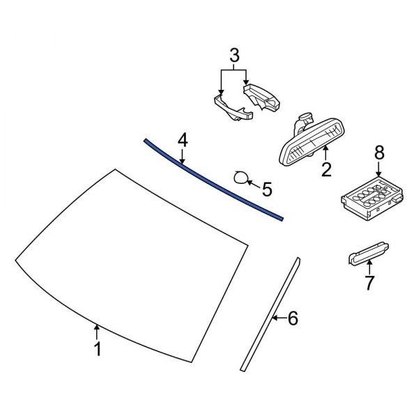 BMW OE 51313415508 Front Upper Windshield Molding