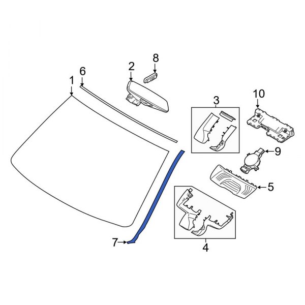 BMW OE 51137399032 Front Right Lower Windshield Molding