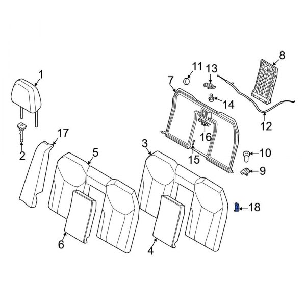 BMW OE 52205A23527 Rear Left Seat Back Bolster Assembly