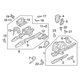 BMW OE - Rear Body & Floor - Floor & Rails (Rail Components), (Convertible)