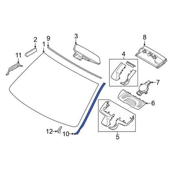 BMW OE 51137933088 Front Right Windshield Molding