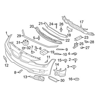 BMW OE - Front Bumper & Grille - Bumper & Components (W/O Trim Linescovers & Mounting), (Sedan)
