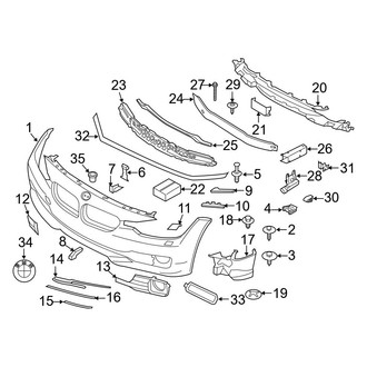 BMW OE - Front Bumper & Grille - Bumper & Components (With Trim Lines, Covers & Mounting), (Sedan)