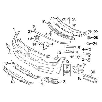 BMW OE - Front Bumper & Grille - Bumper & Components (W/O M Package, With Trim Lines, Covers & Mounting)