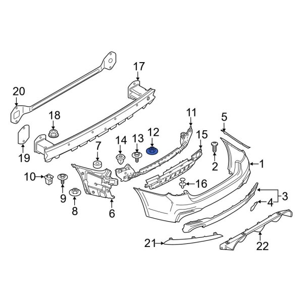 Bumper Cover Support Rail Nut