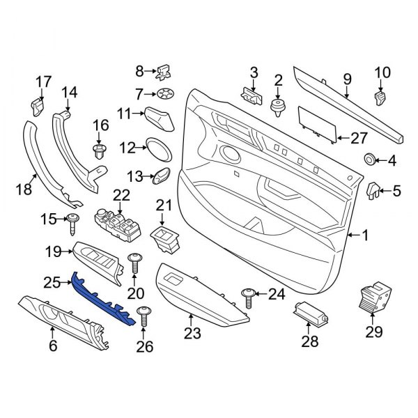 BMW OE 51417485948 - Rear Right Upper Door Trim Molding