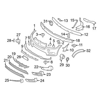 BMW OE - Front Bumper & Grille - Bumper & Components (W/O M Package, W/O Night Vision), (sDrive35i / xDrive35d / xDrive35i / xDrive40e / xDrive50i)