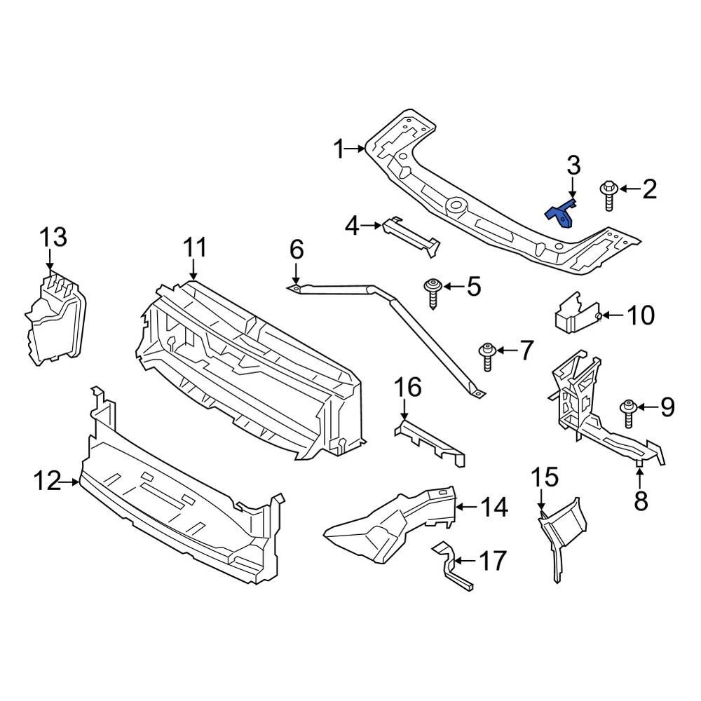 BMW OE 51647285598 - Right Radiator Support Tie Bar Bracket