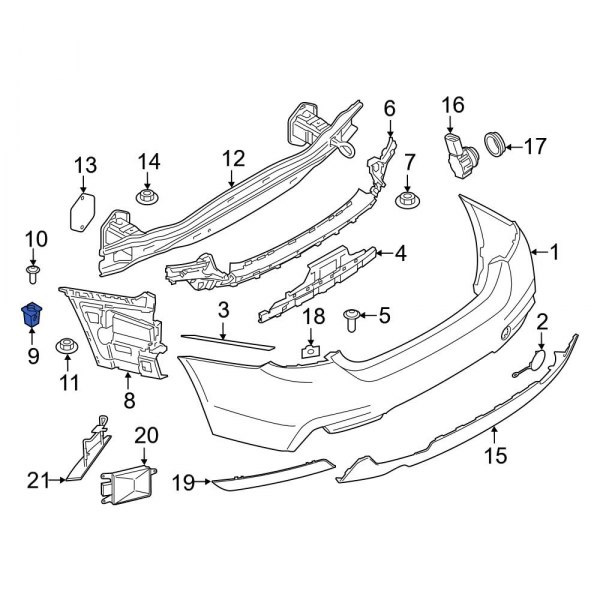 Bumper Cover Support Rail Nut