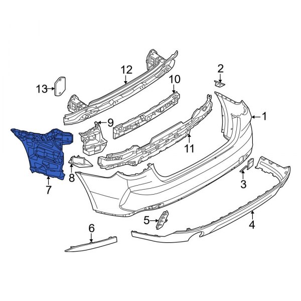 BMW OE 51128737072 Rear Right Outer Bumper Cover Support Rail