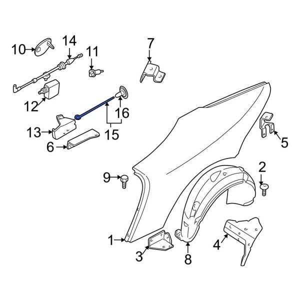 Fuel Filler Door Release Cable