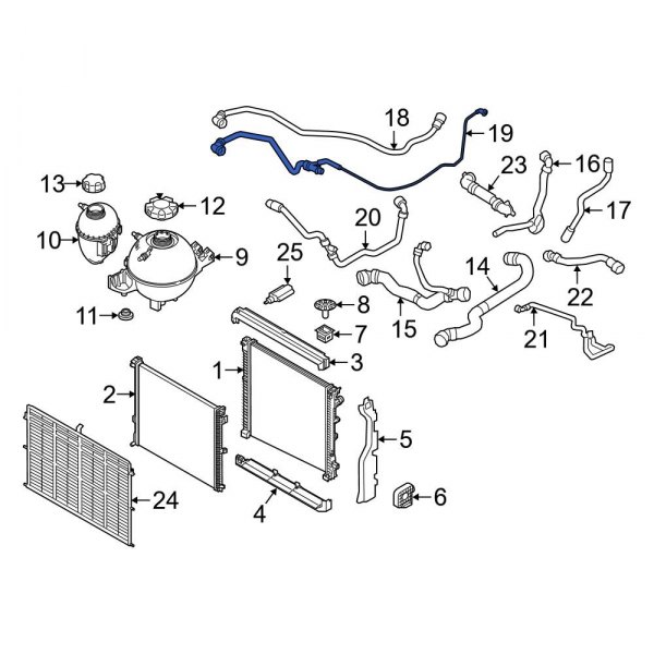 BMW OE 17125A022E8 Engine Coolant Bypass Hose