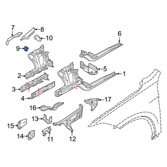 BMW OE - Left Upper Body A-Pillar Baffle Plate