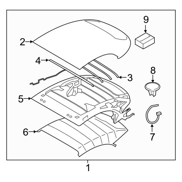 Convertible/Soft Top - Frame & Components (Top Assembly)