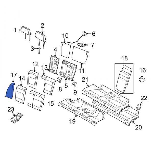 BMW OE 52209158974 Rear Right Seat Back Bolster Assembly